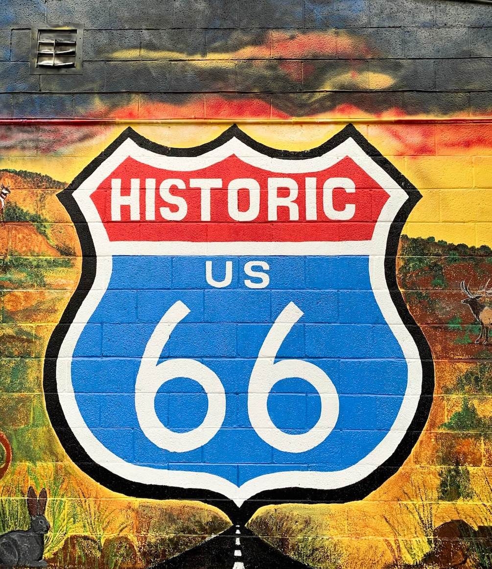 Peinture murale de l&#039;Historique Route 66 aux USA