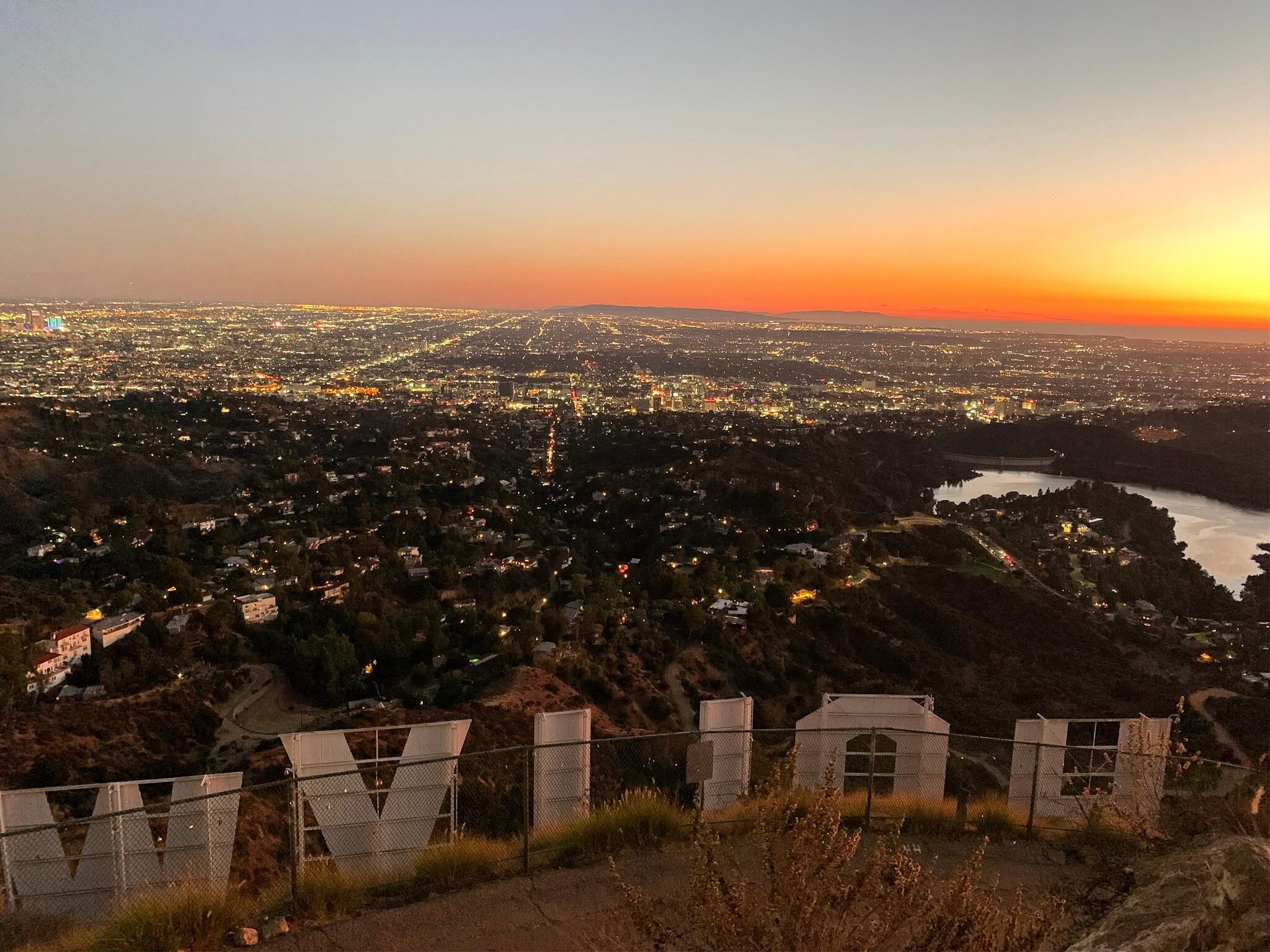 Sunset derrière le Hollywood Sign