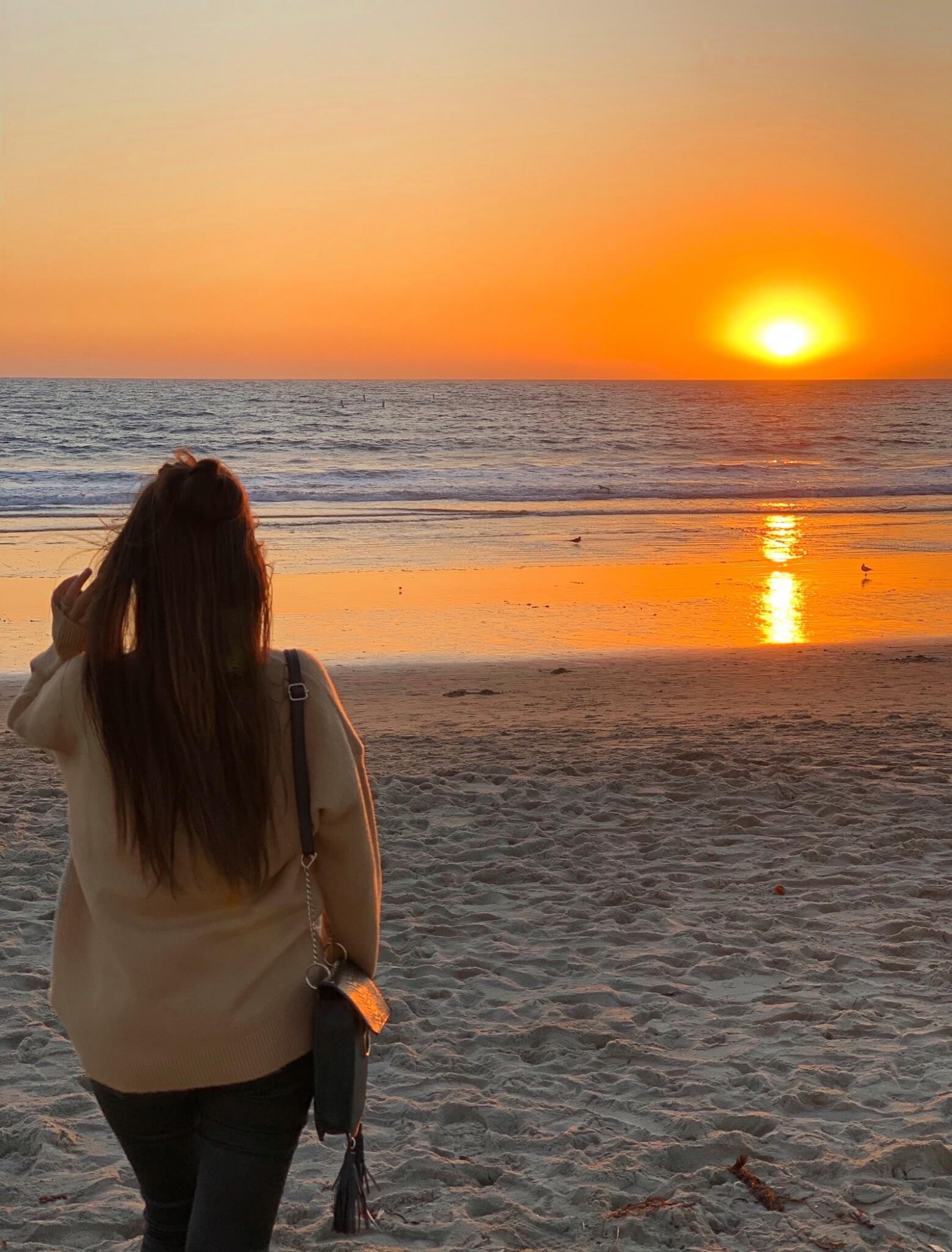 Sunset sur la plage de Santa Monica à Los Angeles
